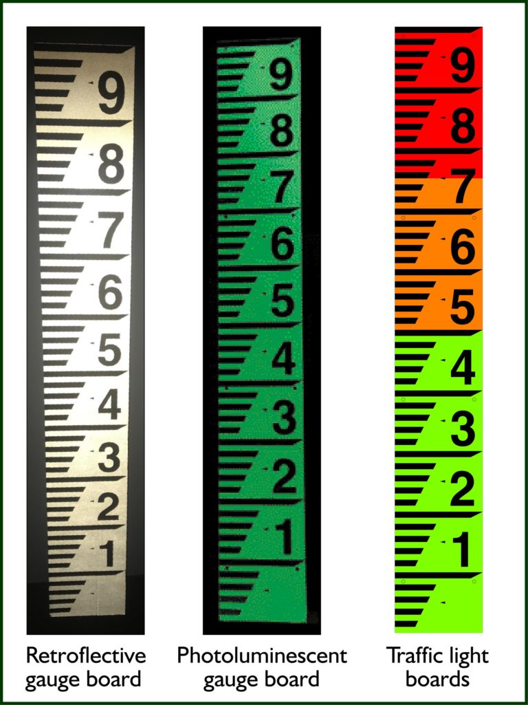 Water Depth Gauge boards to measure rivers, reservoirs, ports, marinas