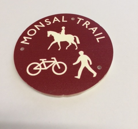 Monsal Trail waymarker disc with rider, walker & cyclist